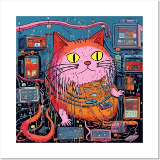 Futuristic Cyber  Cat Posters and Art